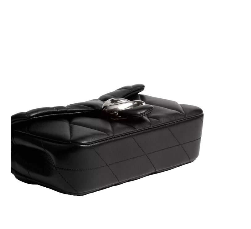 Coach Women's Tabby Chain Crossbody Bag 19 With Quilting Silver/Black