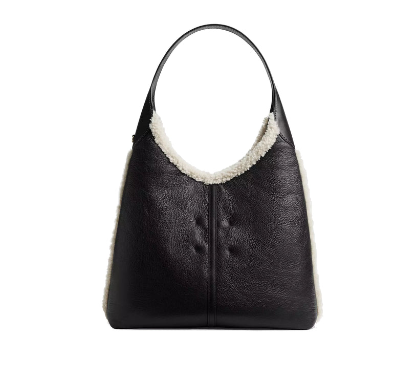 Coach Women's Brooklyn Shoulder Bag 39 In Shearling Brass/Black Natural