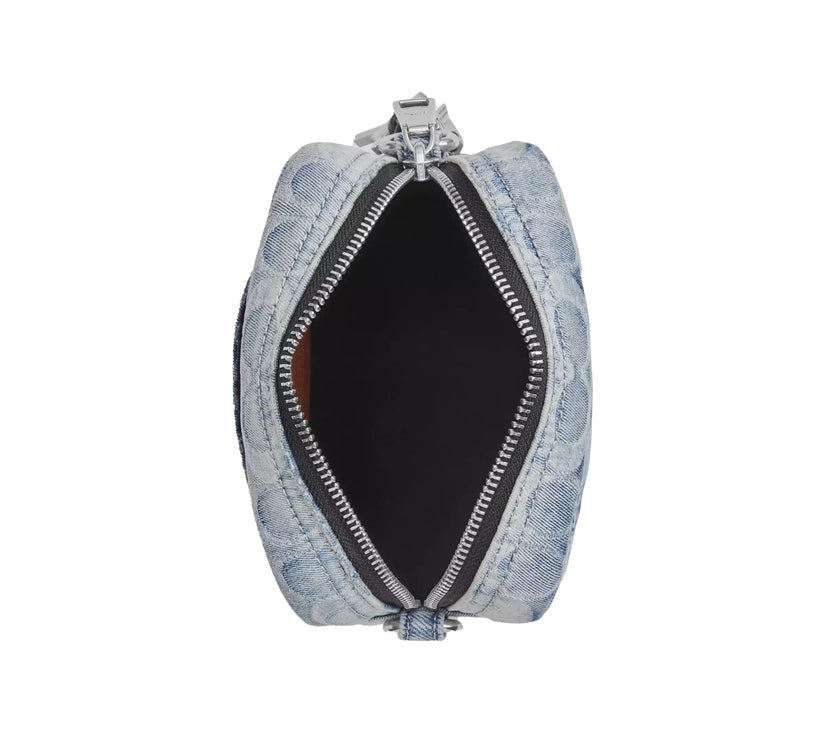 Coach Unisex Tristan Crossbody Bag 14 In Loved Signature Denim With Charms Silver/Light Indigo