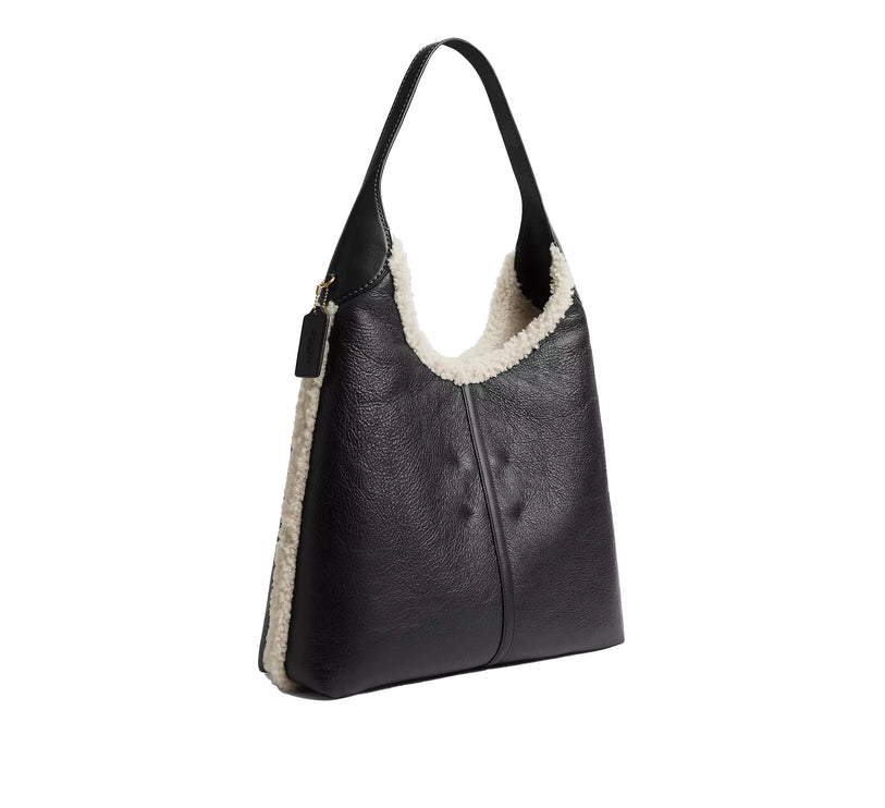 Coach Women's Brooklyn Shoulder Bag 39 In Shearling Brass/Black Natural