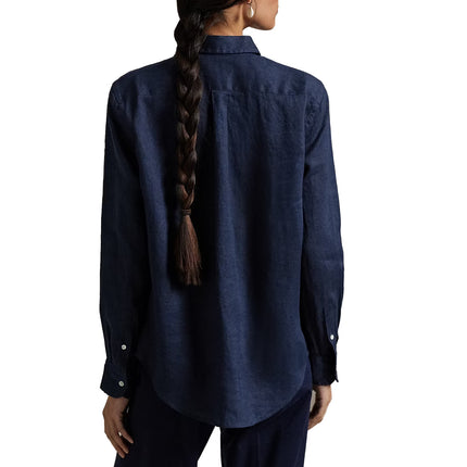 Polo Ralph Lauren Women's Classic Fit Linen Shirt Newport Navy
