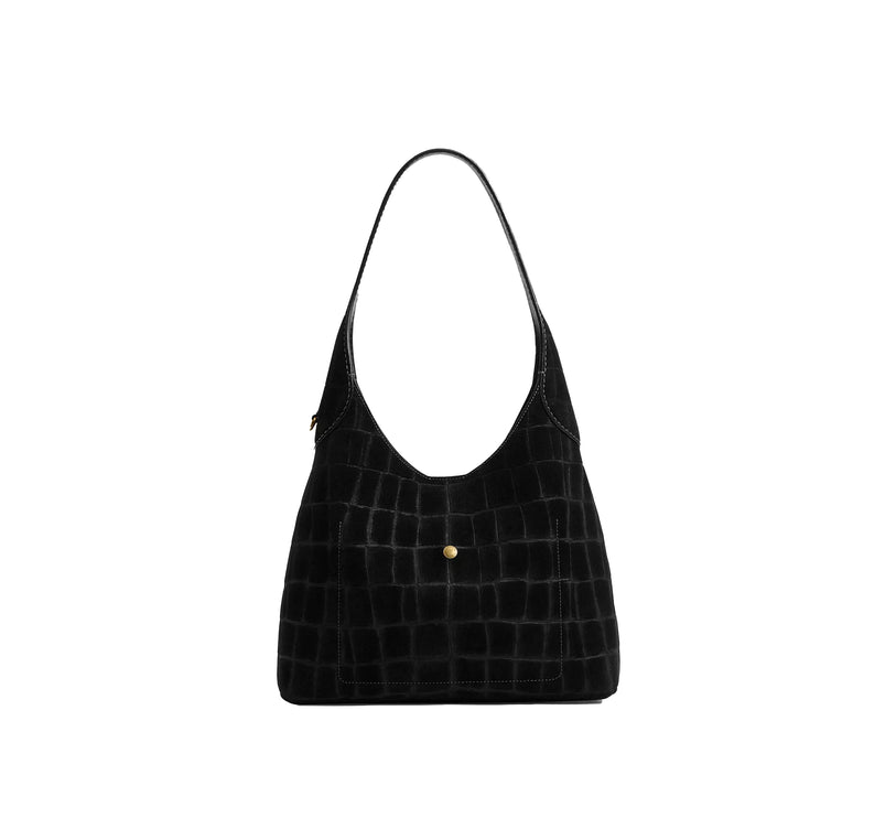 Coach Women's Brooklyn Shoulder Bag 28 Suede/Brass/Black