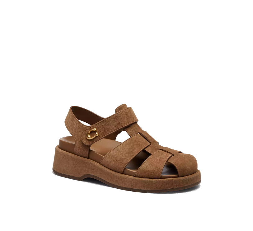 Coach Women's Sculpted C Fisherman Sandal Suede/Coconut