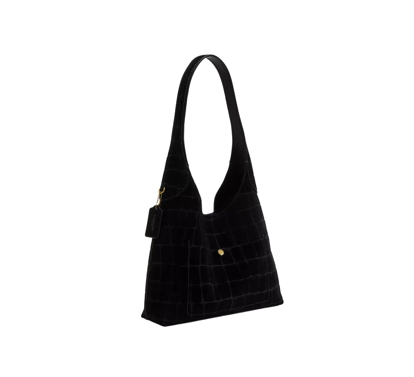 Coach Women's Brooklyn Shoulder Bag 28 Suede/Brass/Black