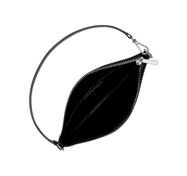 Michael Kors Women's Jet Set Travel Small Signature Logo and Smooth Wristlet Silver/Black