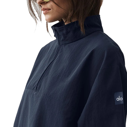 alo Women's Light Weight Takeaway Track Pullover Navy