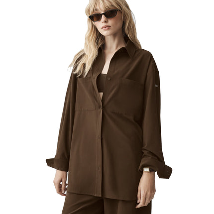 alo Women's Dreamscape Button Down Long Sleeve Espresso