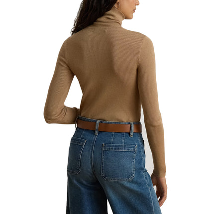 Polo Ralph Lauren Women's Cotton-Blend Ribbed Turtleneck Lauren Camel