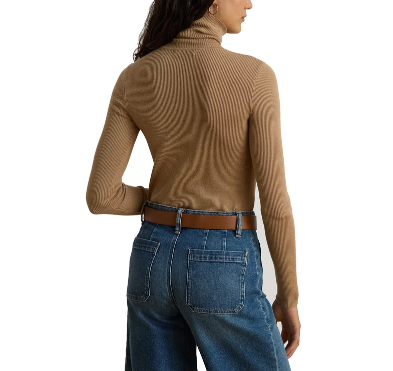 Polo Ralph Lauren Women's Cotton-Blend Ribbed Turtleneck Lauren Camel