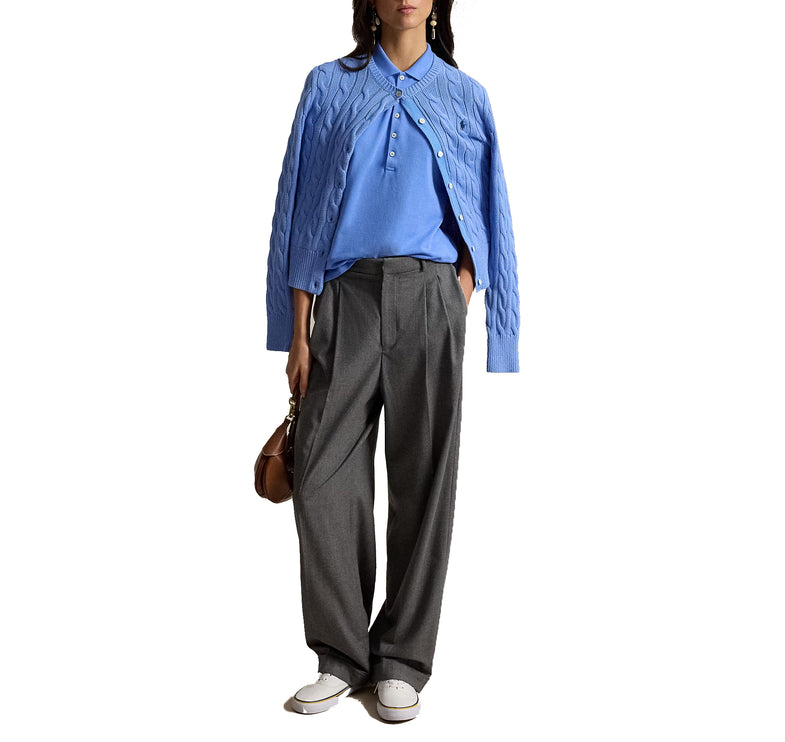 Polo Ralph Lauren Women's Cable-Knit Cotton Crewneck Cardigan New Litchfield Blue