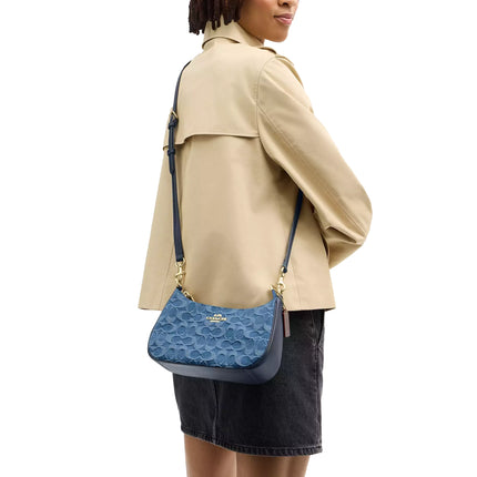 Coach Women's Teri Shoulder Bag In Signature Denim Gold/Indigo