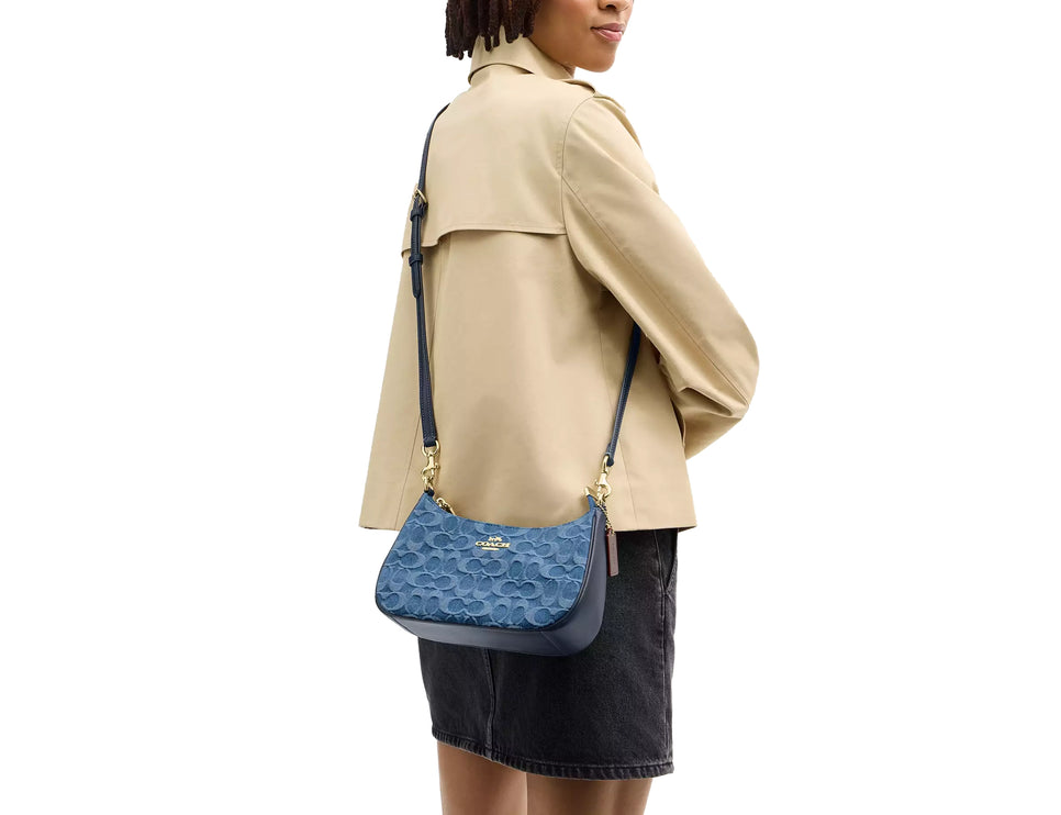 Coach Women's Teri Shoulder Bag In Signature Denim Gold/Indigo