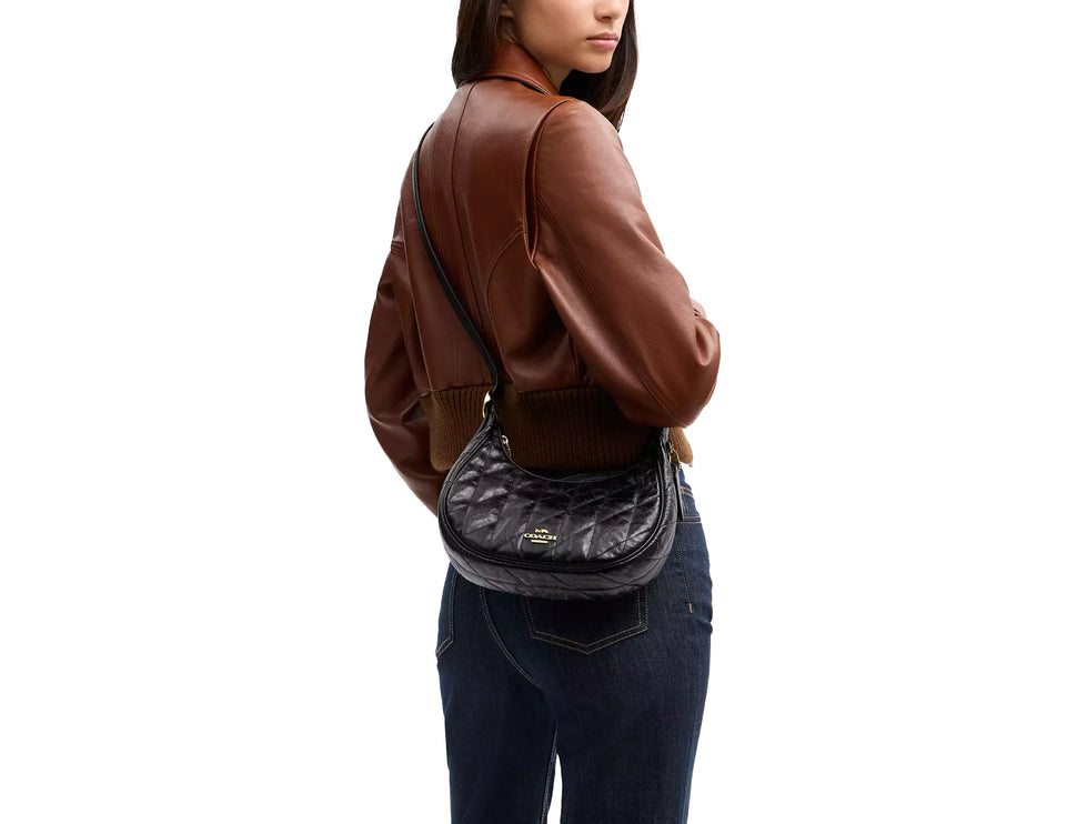 Coach Women's Emily Shoulder Bag With Quilting Gold/Black