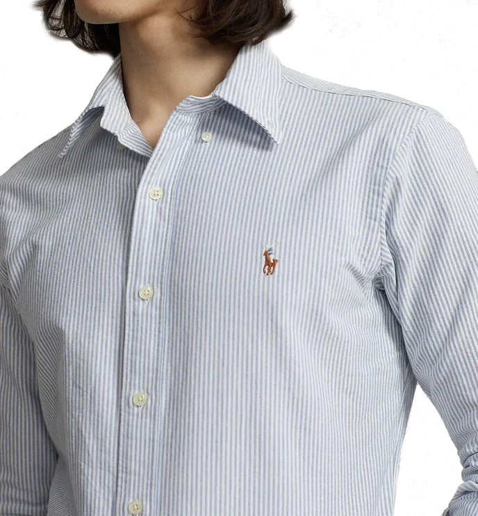 Polo Ralph Lauren Men's Custom Fit Striped Oxford Shirt Blue/White