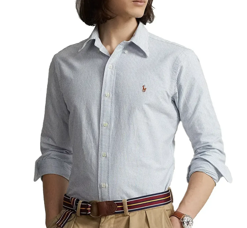 Polo Ralph Lauren Men's Custom Fit Striped Oxford Shirt Blue/White