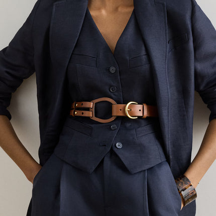 Polo Ralph Lauren Women's Tri-Strap Leather Belt Cuoio