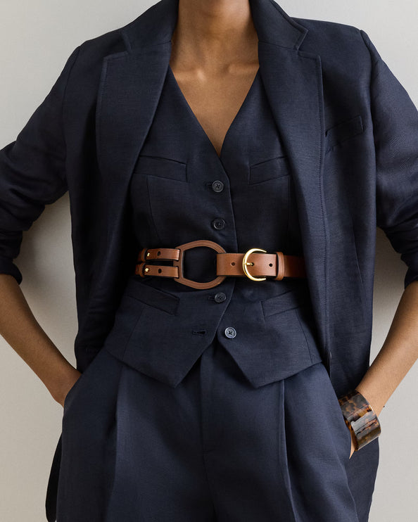 Polo Ralph Lauren Women's Tri-Strap Leather Belt Cuoio