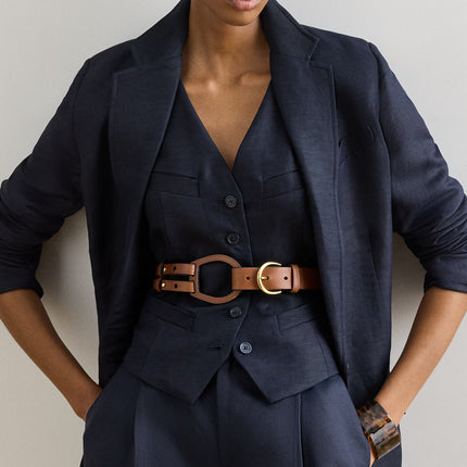 Polo Ralph Lauren Women's Tri-Strap Leather Belt Cuoio