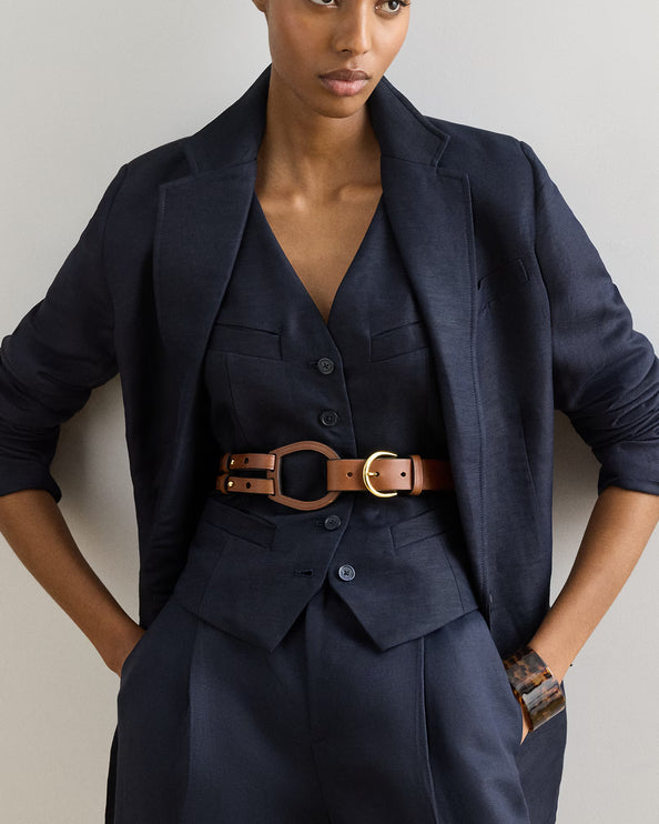 Polo Ralph Lauren Women's Tri-Strap Leather Belt Cuoio
