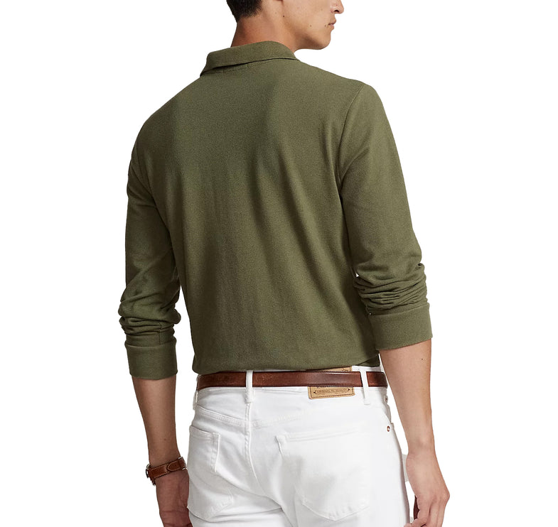 Polo Ralph Lauren Men's Mesh Long Sleeve Polo Shirt All Fits Dark Sage