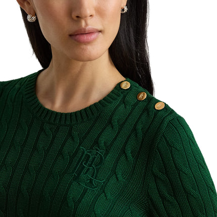 Polo Ralph Lauren Women's Button-Trim Cable-Knit Sweater Moss Agate