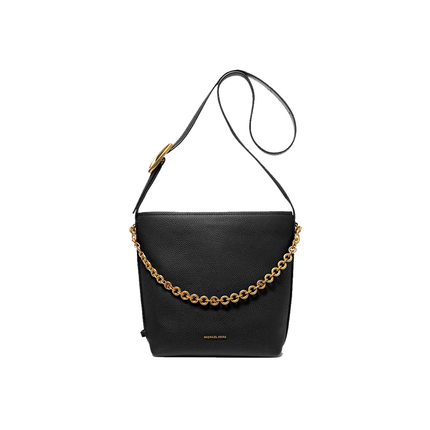 Michael Kors Women's Nolita Small Pebbled Leather Bucket Tote Bag Black/Gold