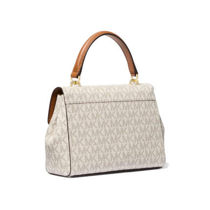 Michael Kors Women's Ava Extra-Small Signature Logo Crossbody Bag Vanilla/Acorn