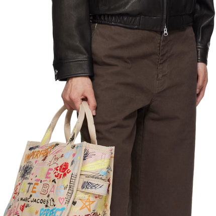 Marc Jacobs Women's The Punk Scribble Canvas Medium Tote Bag Beige