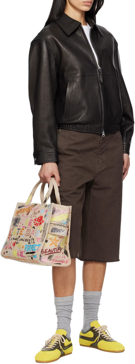 Marc Jacobs Women's The Punk Scribble Canvas Medium Tote Bag Beige