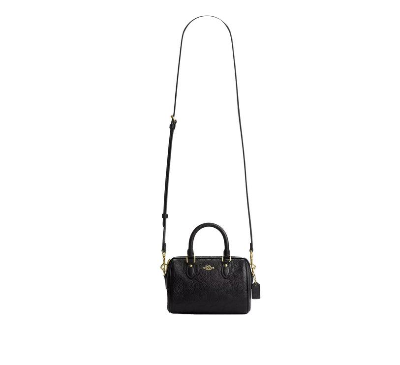 Coach Women's Mini Rowan Crossbody Bag In Signature Leather Gold/Black