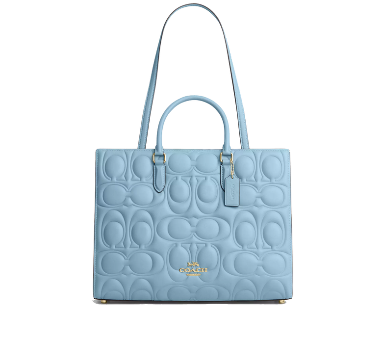 Coach Women's Maggie Tote Bag In Signature Leather Gold/Azure