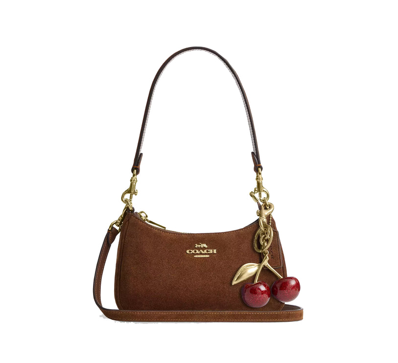 Coach Women's Teri Mini Crossbody Bag Suede/Gold/Warm Brown