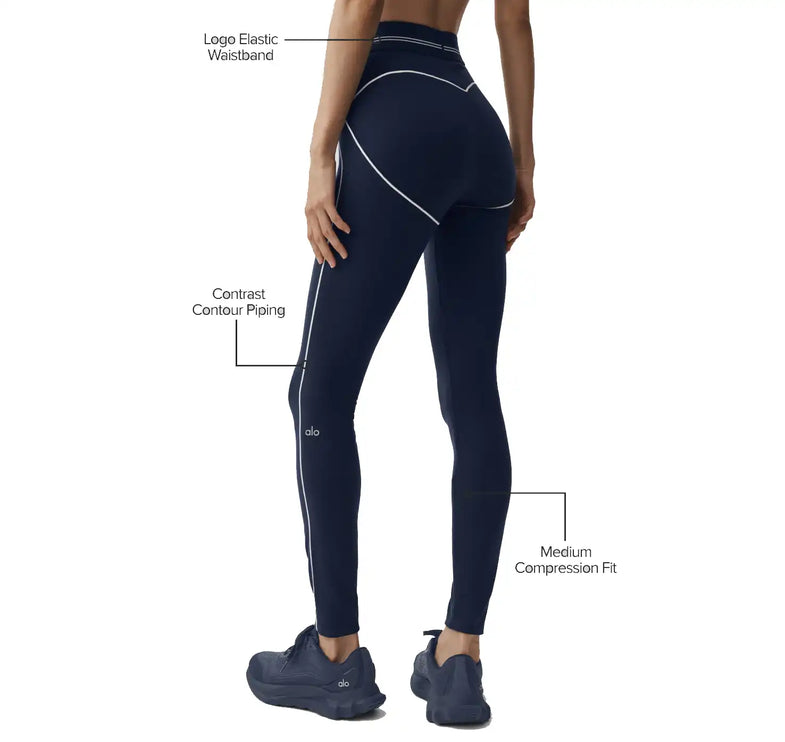 alo Women's Airbrush High-Waist Heart Throb Legging Navy/White