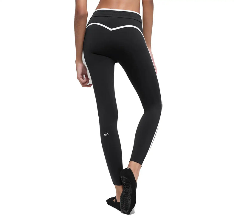 alo Women's Airbrush High-Waist Race Pace 7/8 Legging Black/White