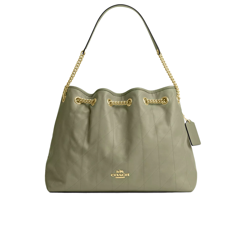 Coach Women's Evelyn Shoulder Bag With Quilting Gold/Pistachio