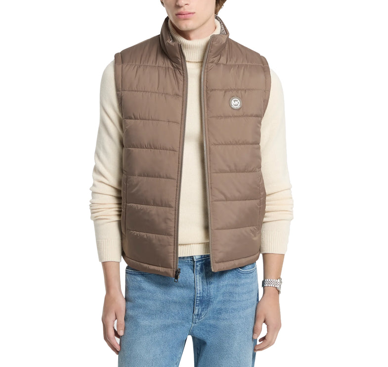 Michael Kors Men's Signature Logo Reversible Vest Mushroom