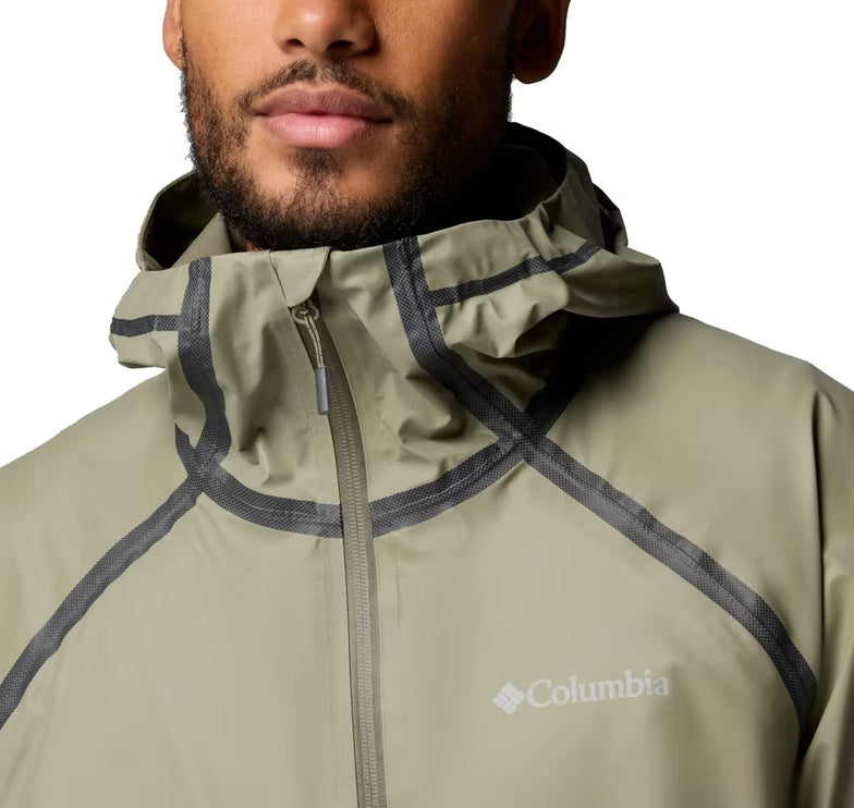 Columbia Men's Reign No Shine Rain Jacket Stone Green