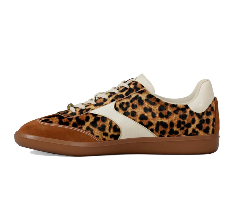 Michael Kors Women's Sammy Leopard Print Calf Hair Sneaker Dark Camel Multi