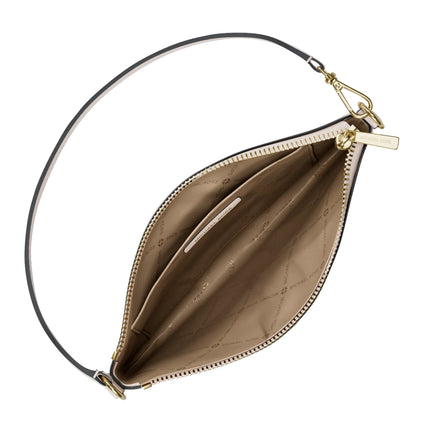 Michael Kors Women's Jet Set Travel Small Signature Logo and Smooth Wristlet Light Cream Multi