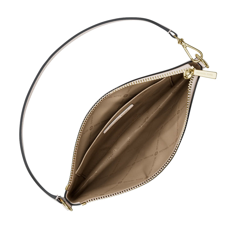 Michael Kors Women's Jet Set Travel Small Signature Logo and Smooth Wristlet Light Cream Multi