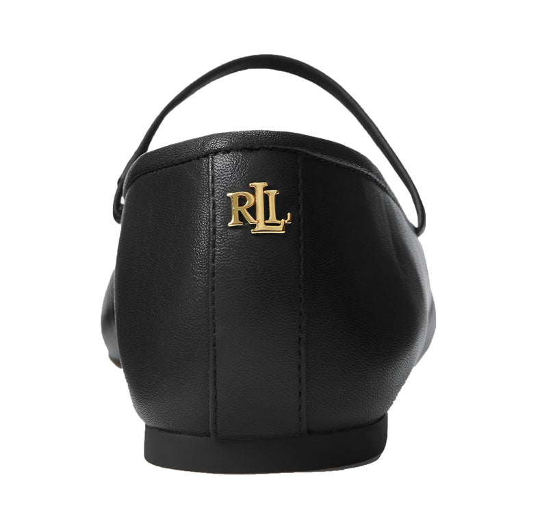 Polo Ralph Lauren Women's Jayna Nappa Leather Mary Jane Flat Black