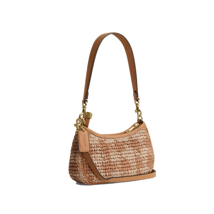 Coach Women's Teri Mini Crossbody Bag With Gingham Print Gold/Tan