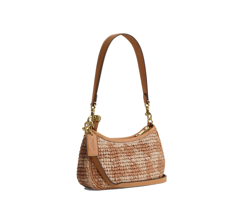 Coach Women's Teri Mini Crossbody Bag With Gingham Print Gold/Tan