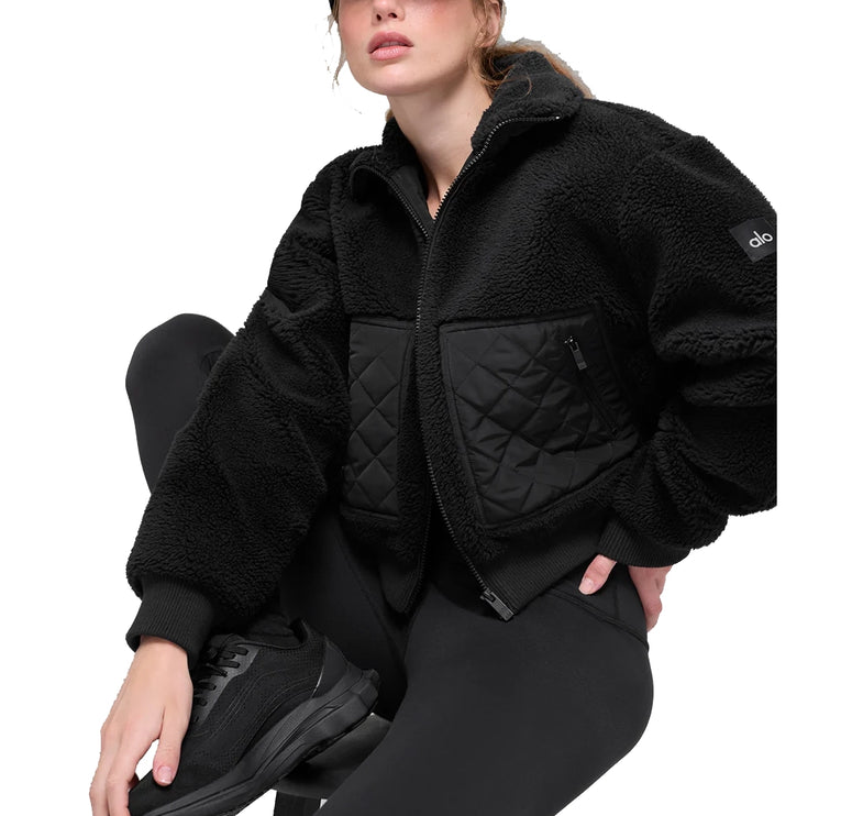 alo Women's Sherpa Edge Bomber Black