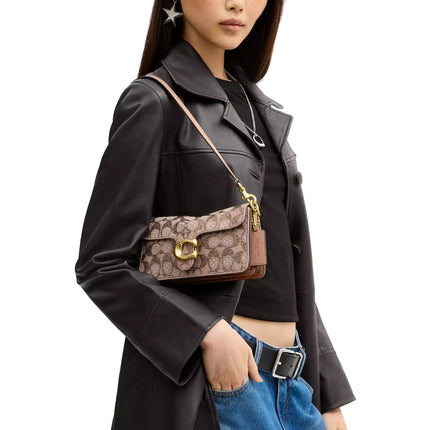 Coach Women's Soft Tabby Shoulder Bag 20 In Crystal Signature Jacquard Brass/Mushroom