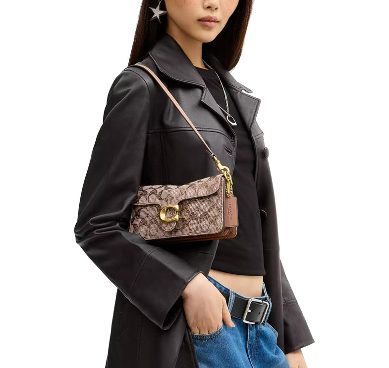 Coach Women's Soft Tabby Shoulder Bag 20 In Crystal Signature Jacquard Brass/Mushroom