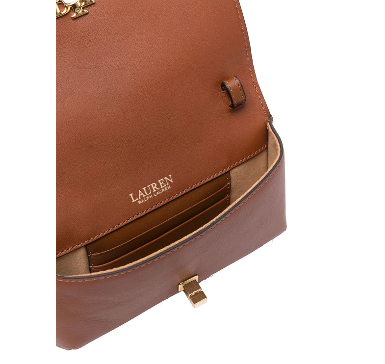 Polo Ralph Lauren Women's Leather Crossbody Turn Lock Tech Case Tan