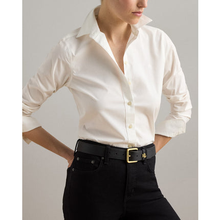 Polo Ralph Lauren Women's Logo Keeper Leather Belt Black/Gold
