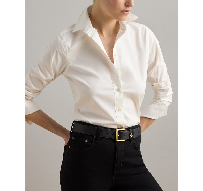 Polo Ralph Lauren Women's Logo Keeper Leather Belt Black/Gold