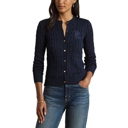 Polo Ralph Lauren Women's Cable-Knit Cotton-Blend Cardigan Lauren Navy